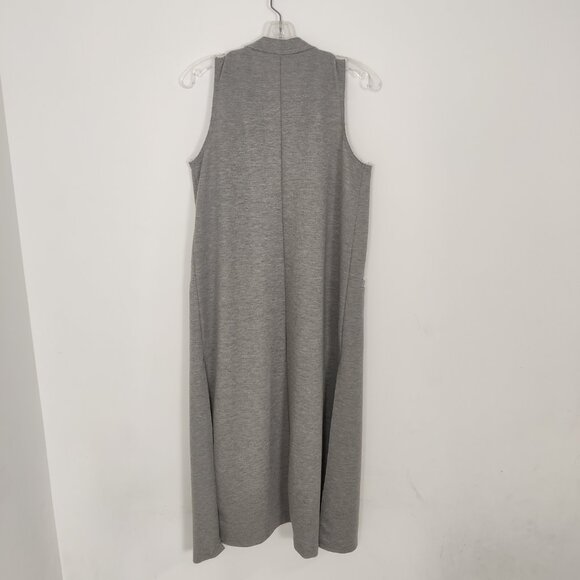 Stradivarius Women's Long Vest Size M Gray Casual Simple Minimalist Outerwear - Picture 2 of 8